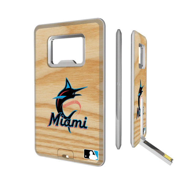 Miami Marlins Wood Bat Credit Card USB Drive with Bottle Opener 32GB