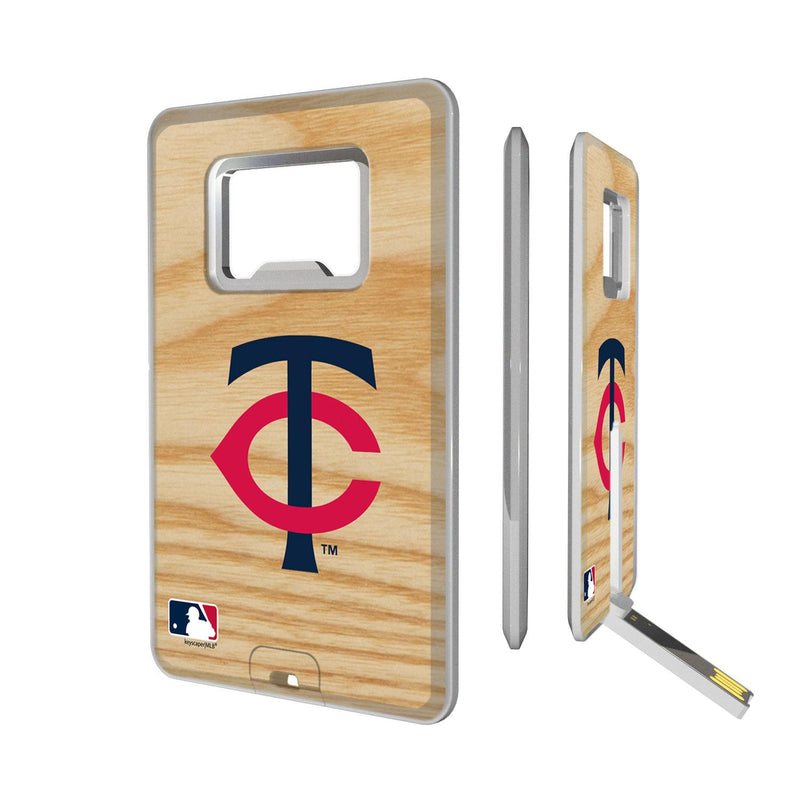 Minnesota Twins Wood Bat Credit Card USB Drive with Bottle Opener 32GB