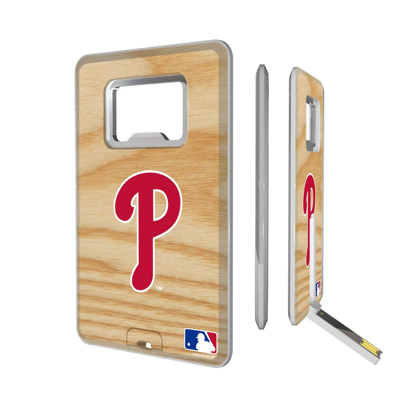 Philadelphia Phillies Wood Bat Credit Card USB Drive with Bottle Opener 32GB