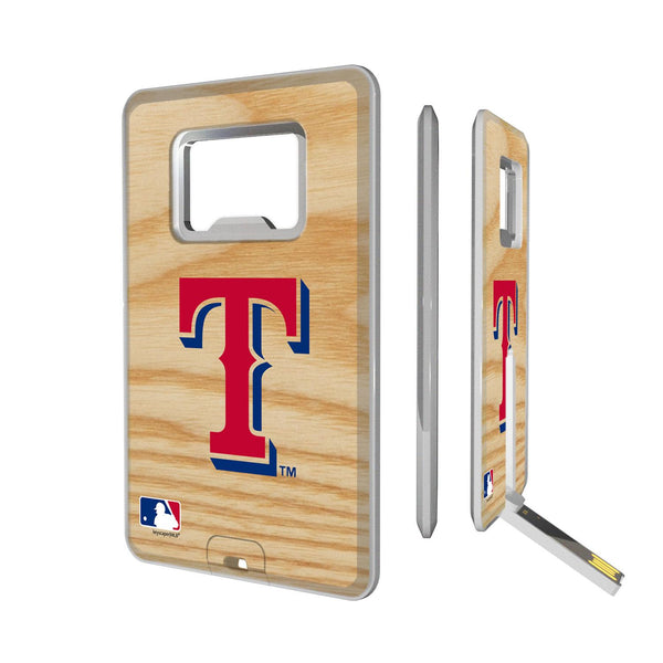 Texas Rangers Wood Bat Credit Card USB Drive with Bottle Opener 32GB